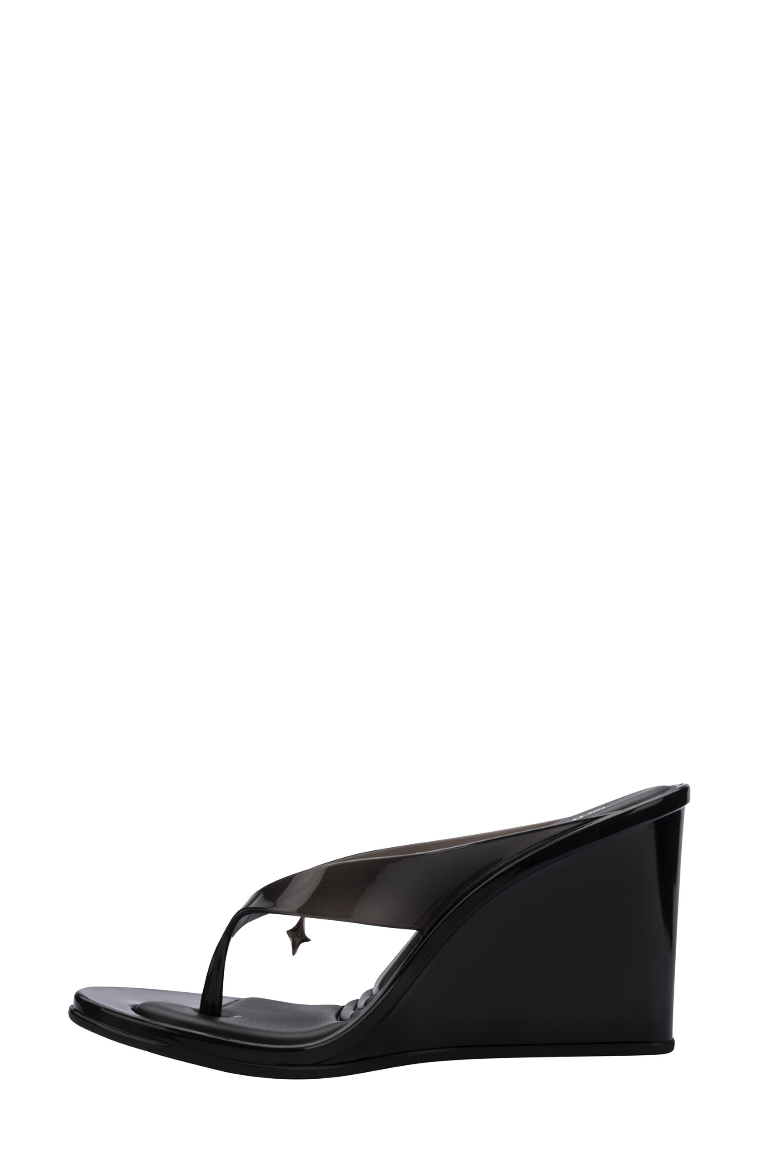 Nabeela Wedge Flip Flop, Alternate, color, CLEAR BLACK
