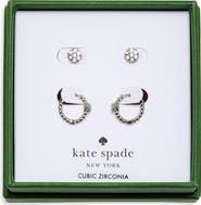 Kate Spade New York Set of 2 Pave Round Stud & Beaded Huggie Hoop Earrings