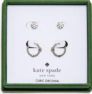 Kate Spade New York Set of 2 Pave Round Stud & Beaded Huggie Hoop Earrings