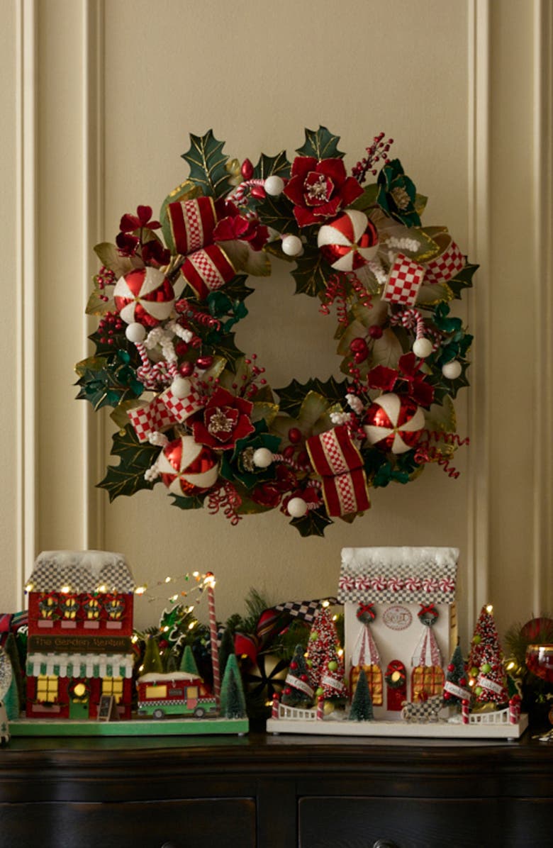 MACKENZIE CHILDS Holly Christmas 26-Inch Wreath, Alternate, color, Red