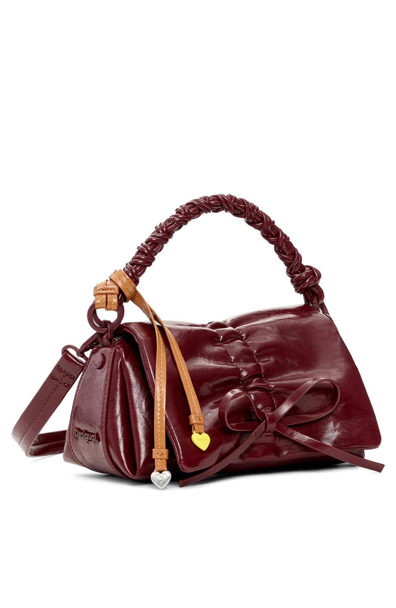 Desigual Faux Leather Shoulder Bag, Alternate, color, Burgundy