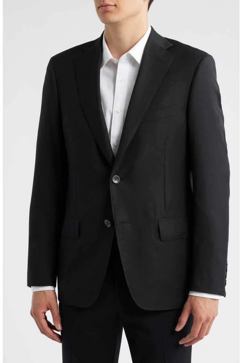 Pebble Weave Black Wool Suit Jacket, Alternate, color, BLACK