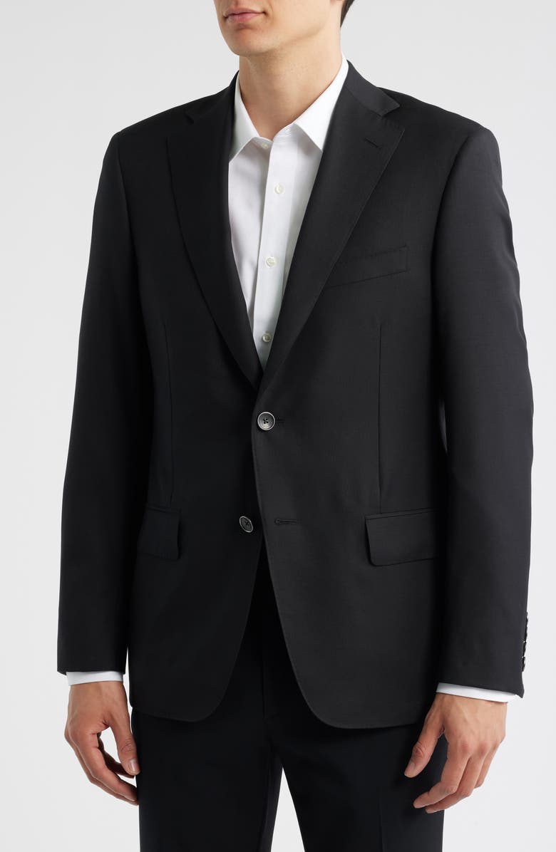 Heritage Gold Pebble Weave Black Wool Suit Jacket, Alternate, color, Black