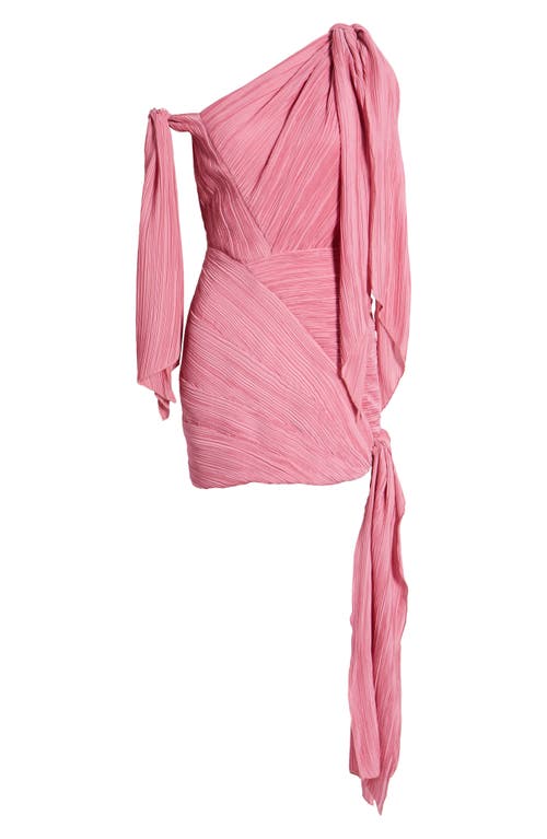 Shop Cult Gaia Wonder One-shoulder Micropleat Cocktail Minidress In Rosette