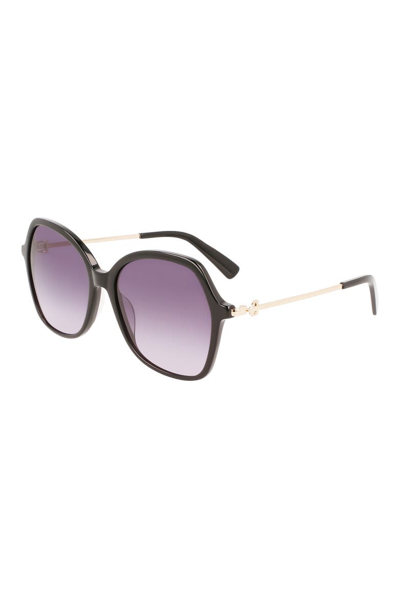 57mm Amazone Modified Rectangle Sunglasses, Alternate, color, BLACK