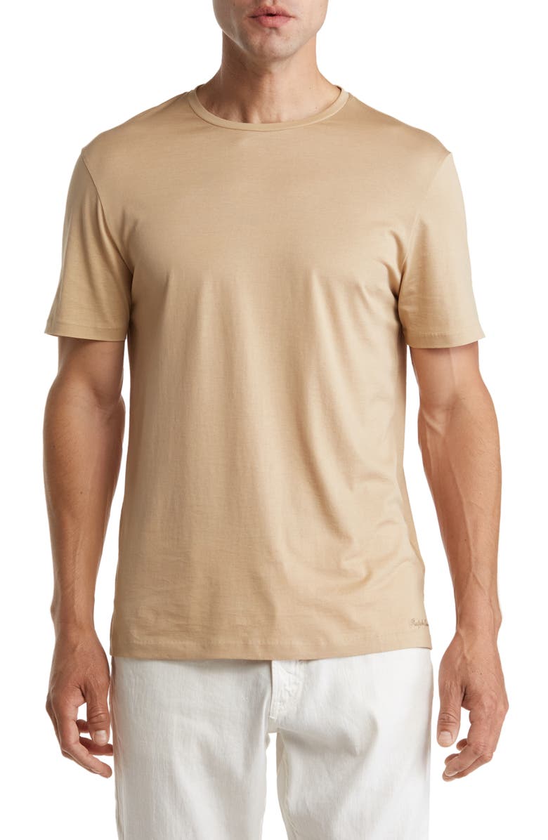 Ralph Lauren Purple Label Luxury Lisle Logo Embroidered Cotton T-Shirt, Main, color, 