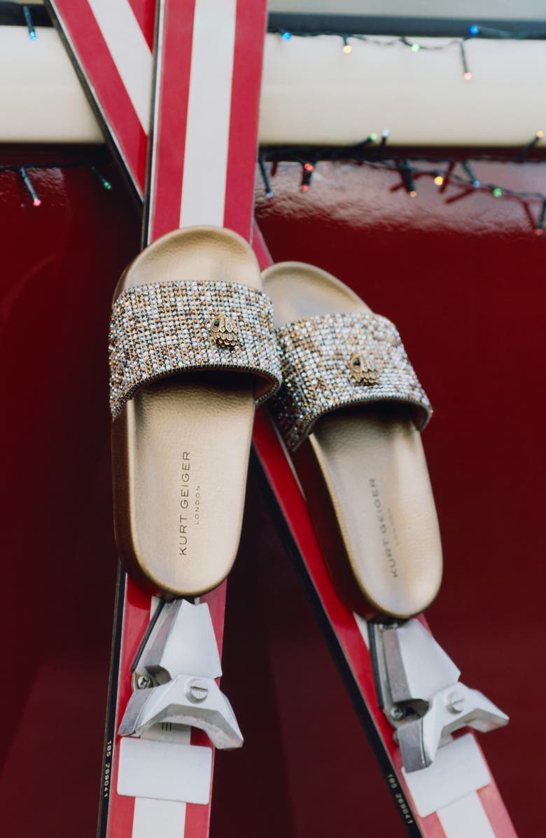 Kurt Geiger London Meena Eagle Glitter Slide Sandal, Alternate, color, Rust/ Copper