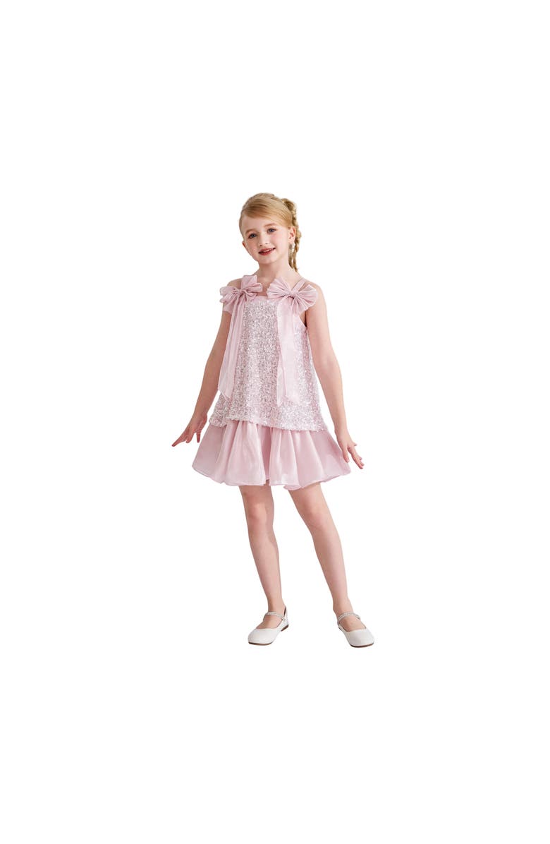 Tulleen Aurielle Beaded Bow Dress, Alternate, color, Pink