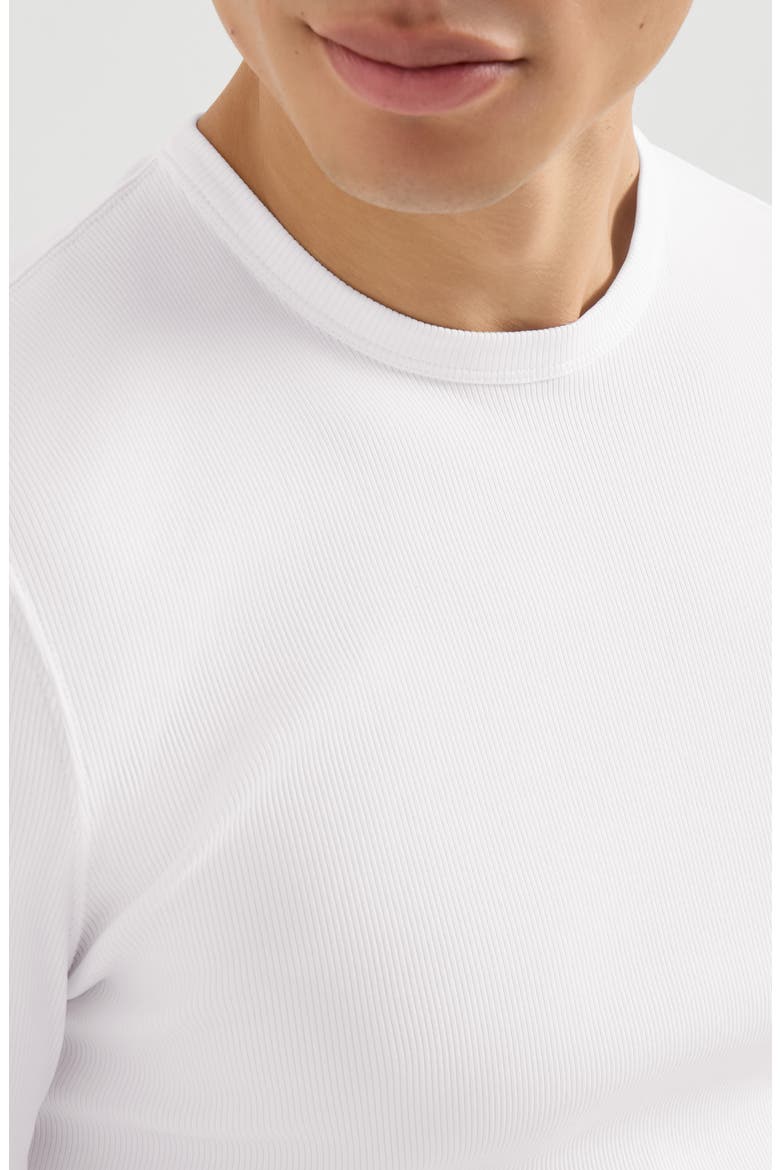 Stretch cotton and modal ribbed jersey crew neck T-shirt, Alternate, color, White