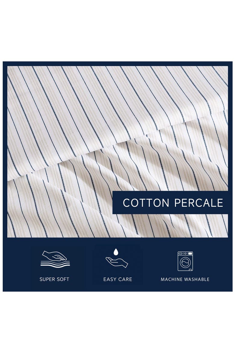 Beux Stripe 200 Thread Count Sheet Set, Alternate, color, TWINE/ NAVY