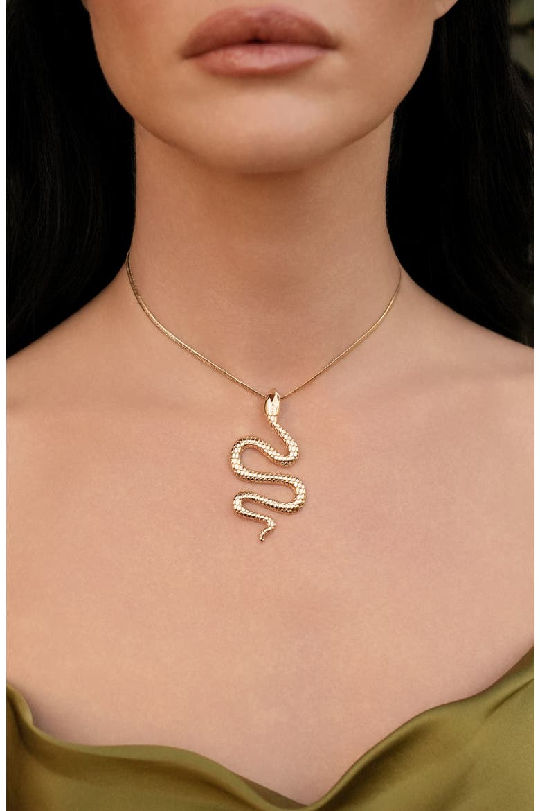 Serpentina Cubic Zirconia Pendant Necklace, Alternate, color, GOLD