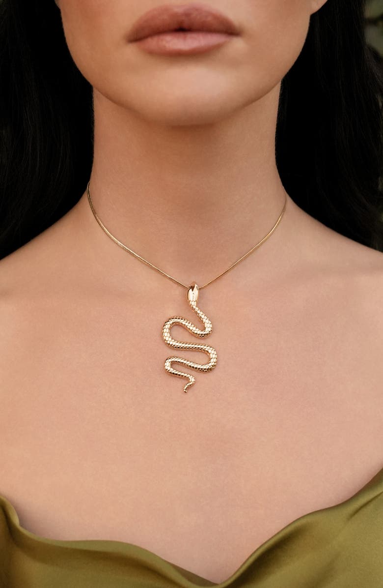 Ettika Serpentina Cubic Zirconia Pendant Necklace, Alternate, color, Gold