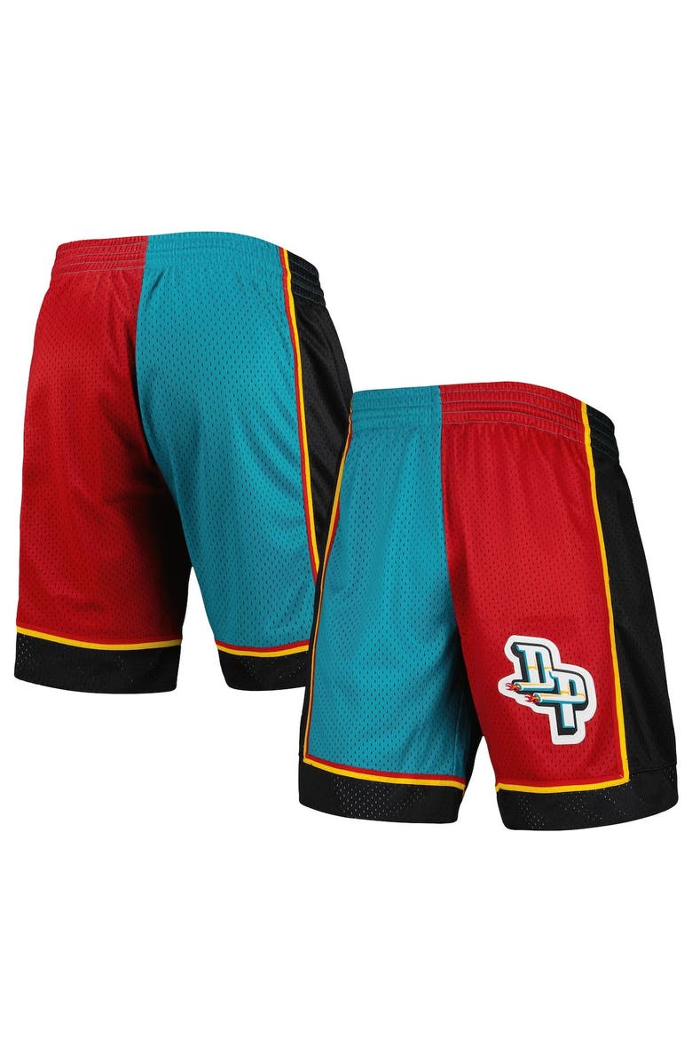 Mitchell & Ness Men's Mitchell & Ness Teal/Red Detroit Pistons Hardwood Classics 1998 Split Swingman Shorts, Main, color, Teal