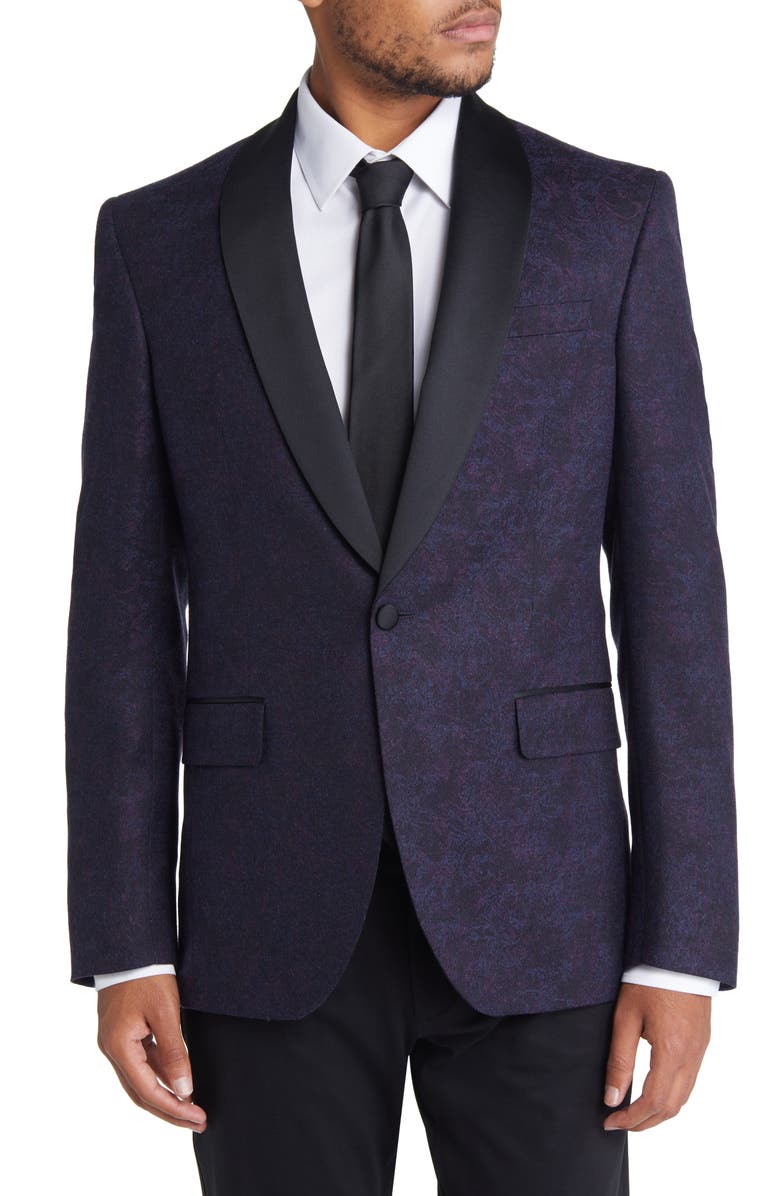 Ted Baker London Josh Slim Fit Shawl Collar Stretch Wool Dinner Jacket, Main, color, 