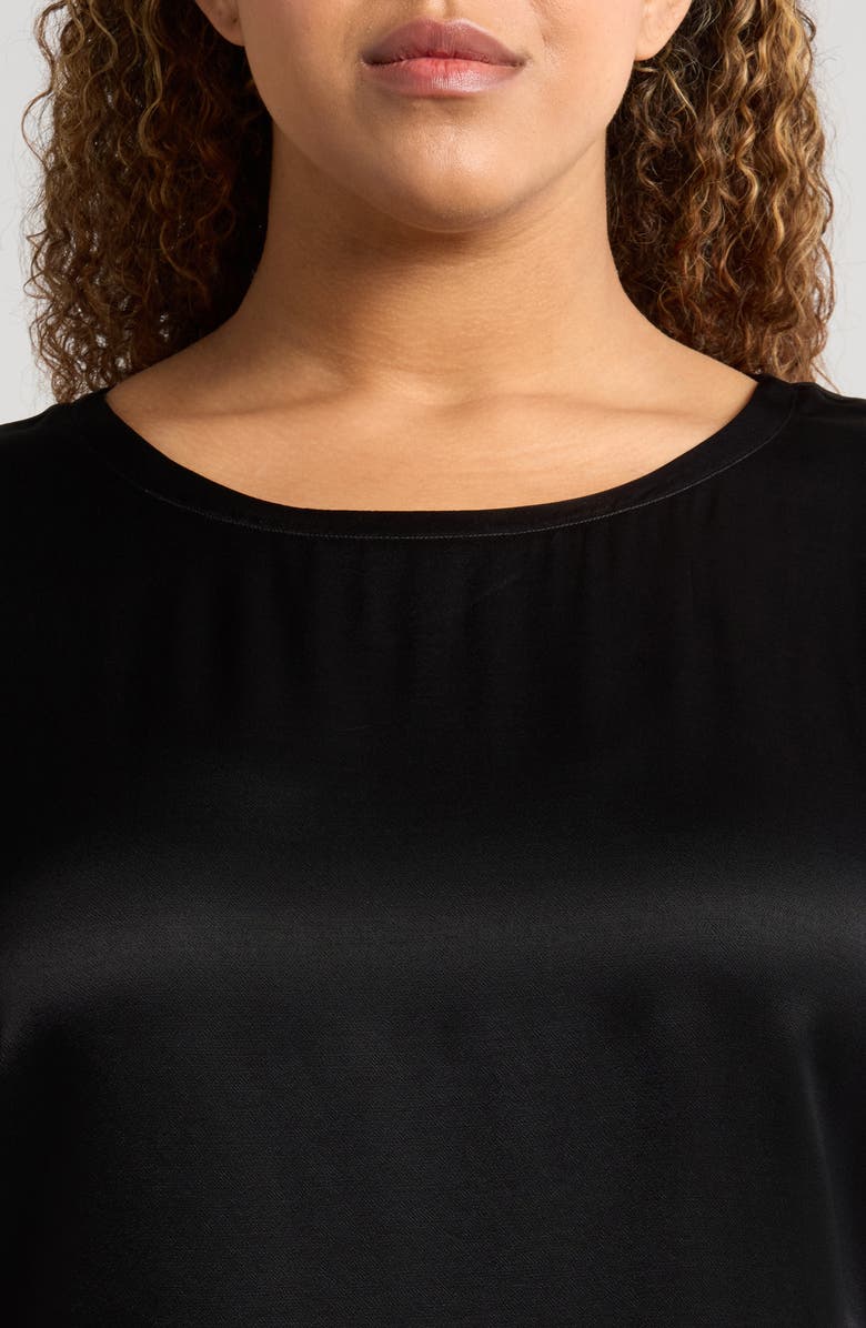 Nordstrom Satin T-Shirt, Alternate, color, Black