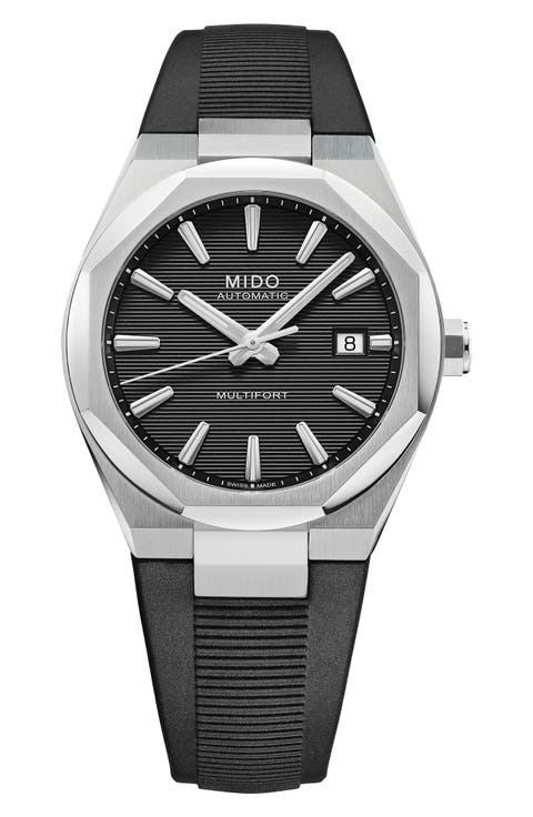 Multifort 8 One Crown Automatic Rubber Strap Watch, 40mm