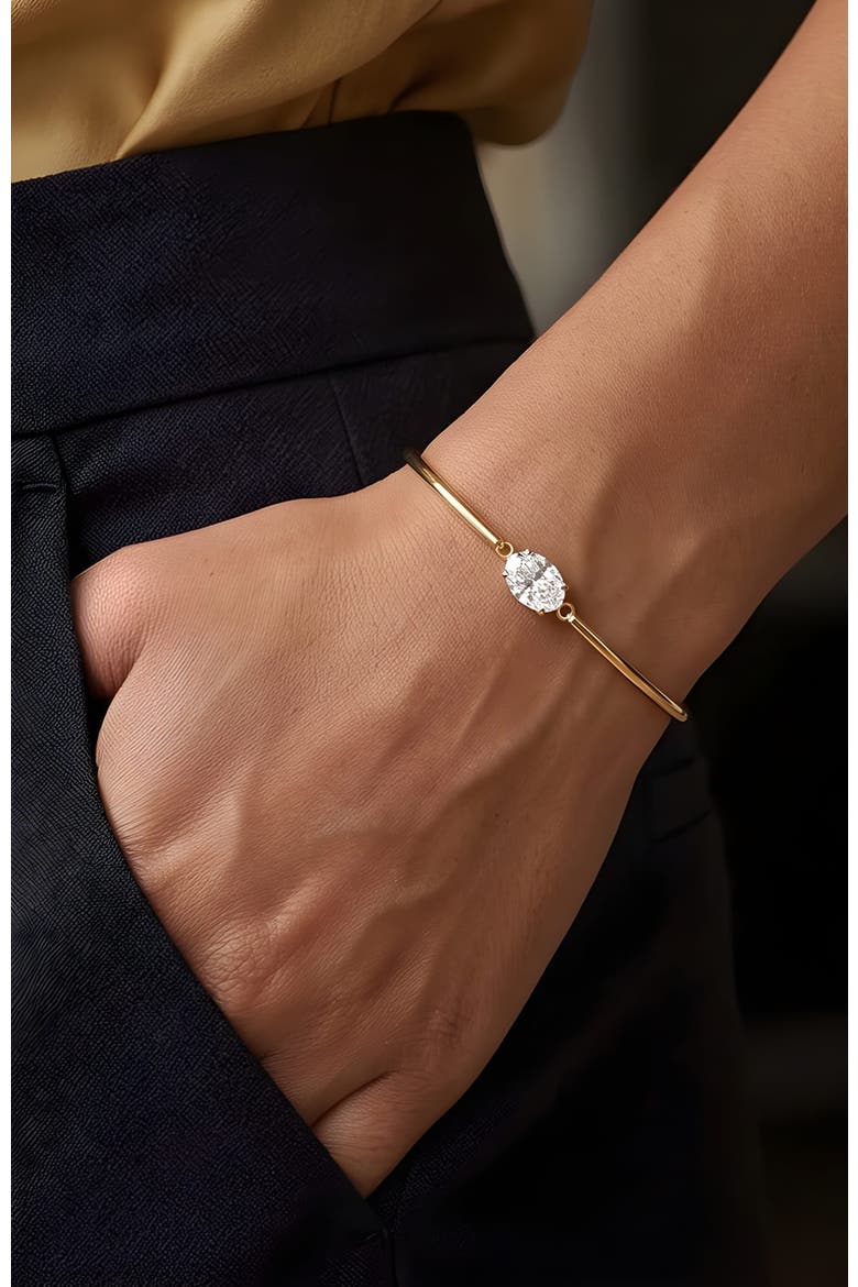 Oval Gemstone Cuff Bracelet, Alternate, color, Gold