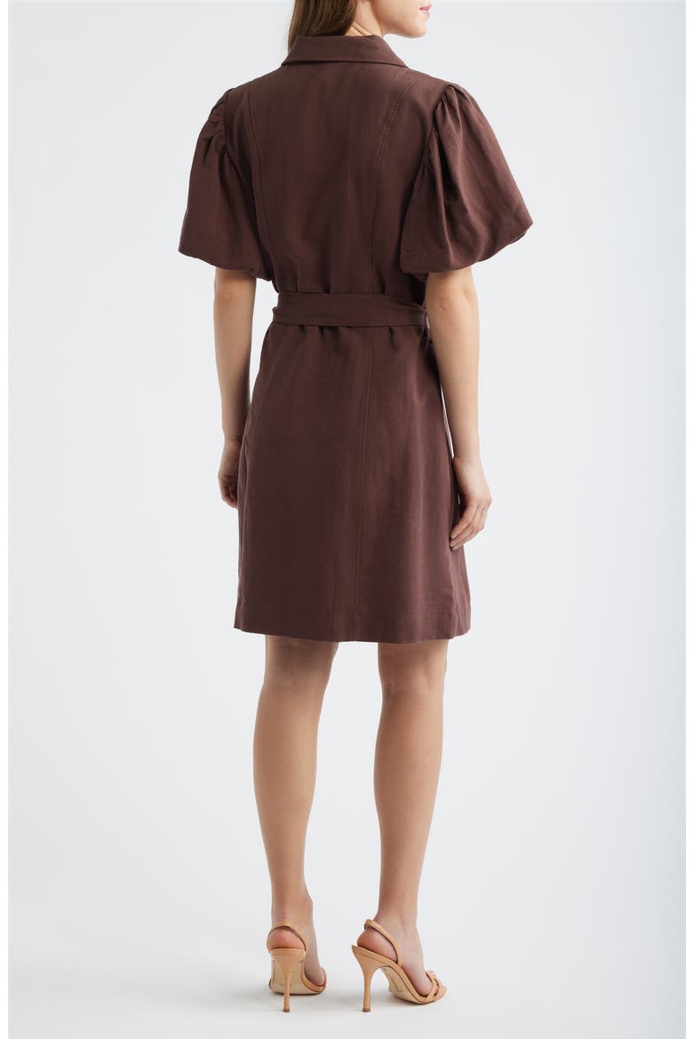 Lenni Button Front Minidress, Alternate, color, CHOCOLATE