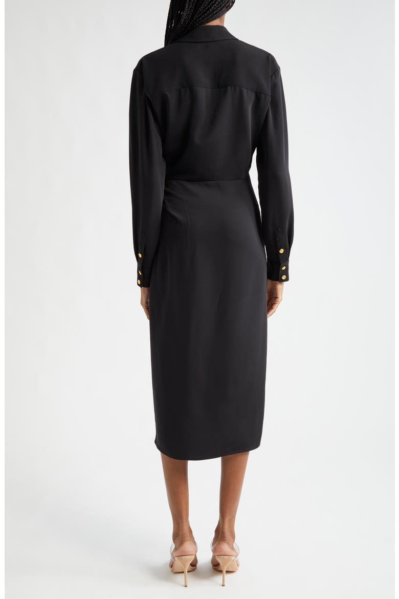 Wright Asymmetric Button Long Sleeve Shirtdress, Alternate, color, BLACK