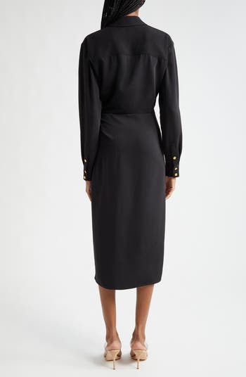 Wright Asymmetric Button Long Sleeve Shirtdress