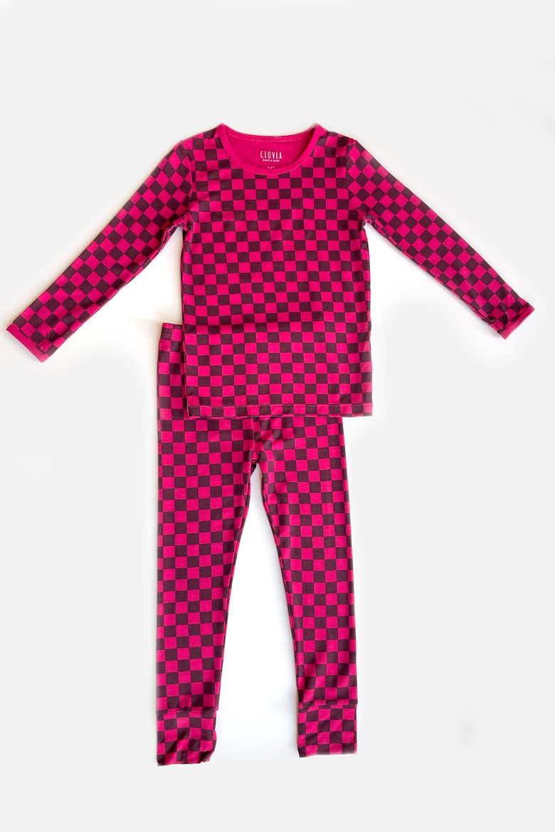 Long Sleeve Pajama Set - Clover x Bohemian Mama, Main, color, Holiday checkered red