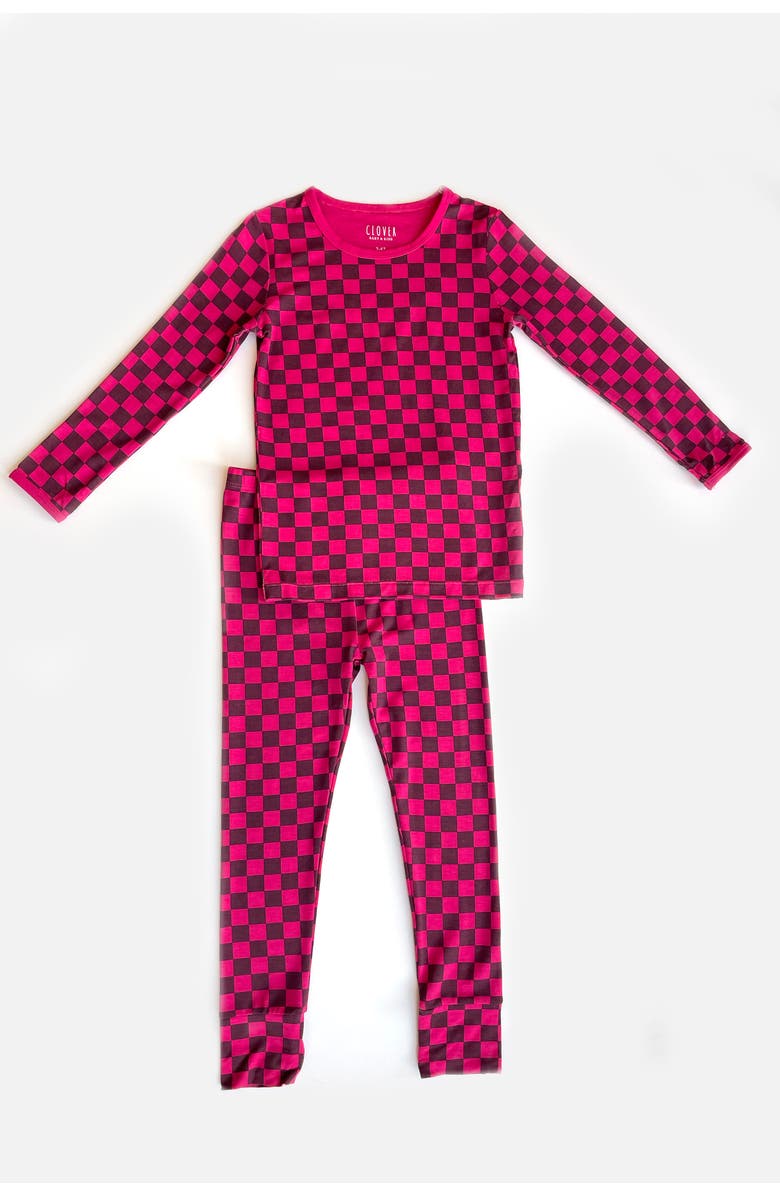 Clover Baby & Kids Long Sleeve Pajama Set - Clover x Bohemian Mama, Main, color, Holiday Checkered Red