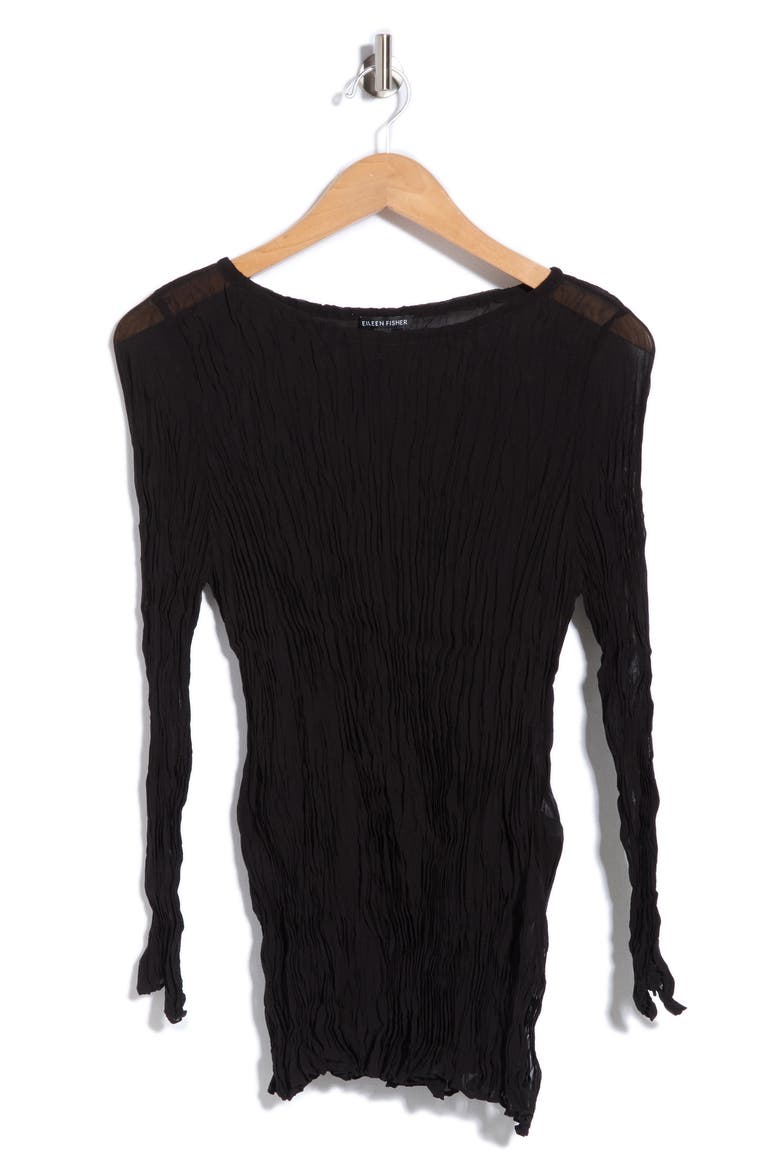 Bateau Neck Silk Tunic, Main, color, BLACK
