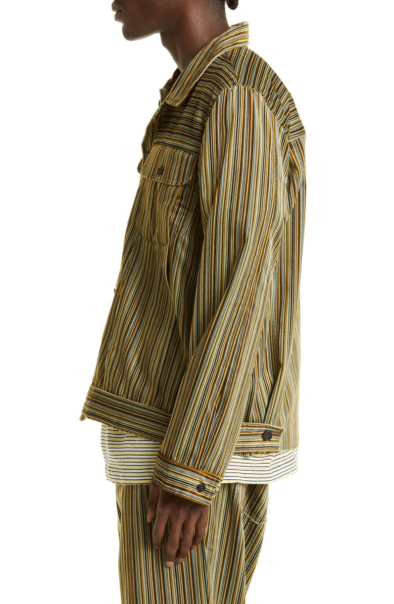 Camiel Fortgens Stripe Velvet Shirt Jacket, Alternate, color, 