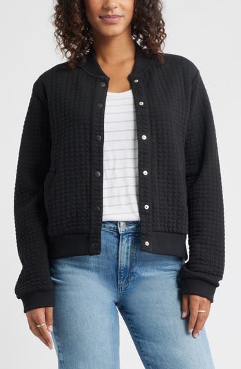 Caslon ® Quilted Cotton Bomber Jacket In Black