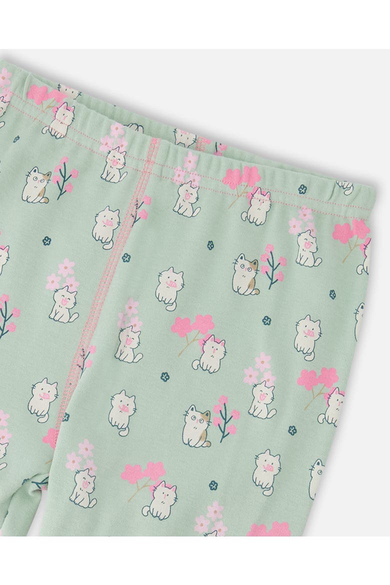 Organic Cotton Kitten Two-Piece Pyjama Set, Alternate, color, Green Kitten Print