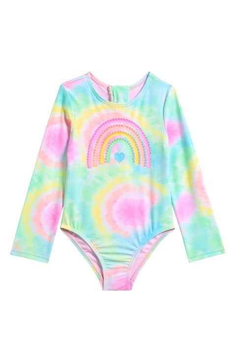 Kids' Tie Dye Rainbow Rashguard Swimsuit (Toddler & Little Kid)