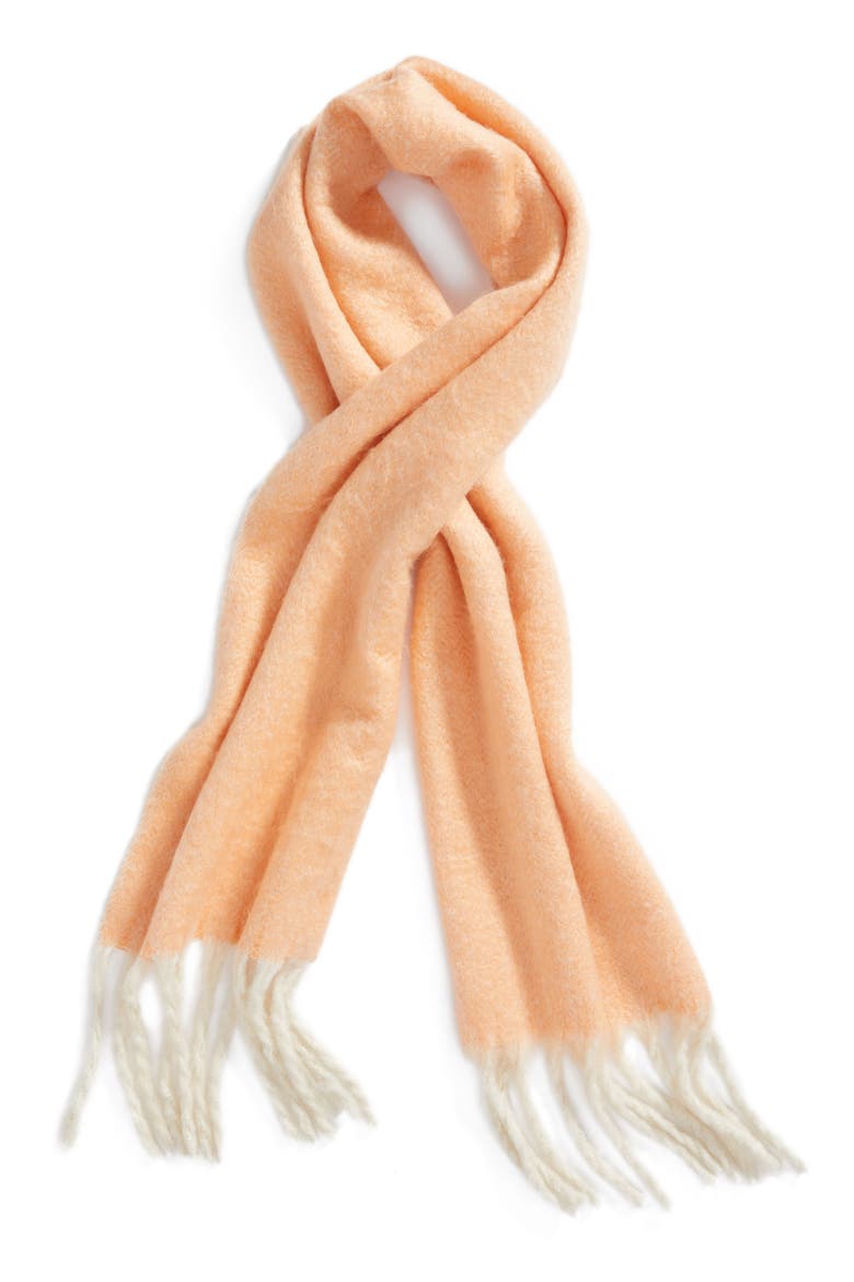 Kensington Brushed Herringbone Fringe Scarf, Alternate, color, PINK