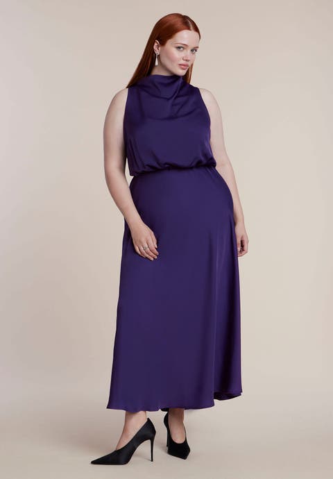 Draped Satin Maxi Dress
