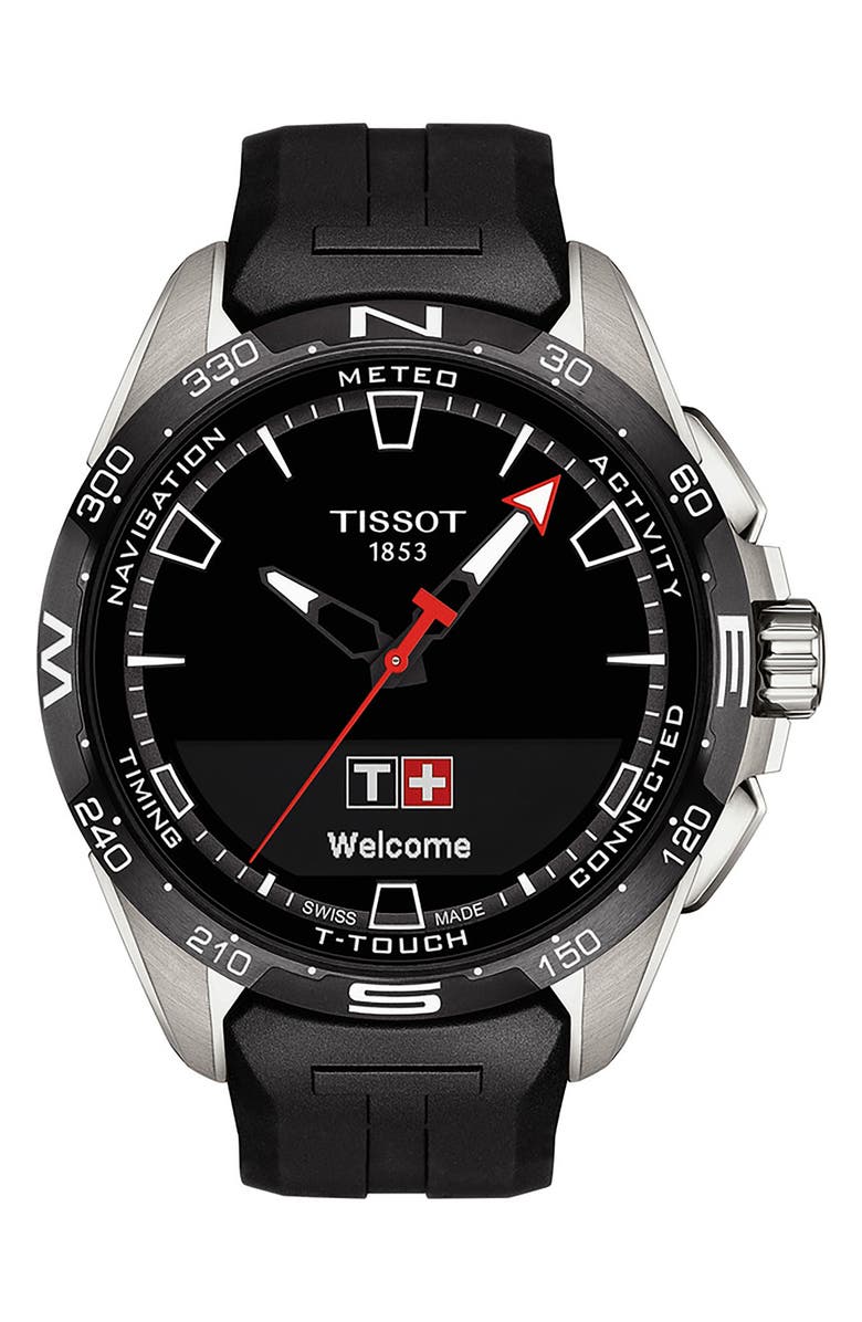 Tissot T-Touch Connect Solar Smart Silicone Strap Watch, 47.5mm, Main, color,
