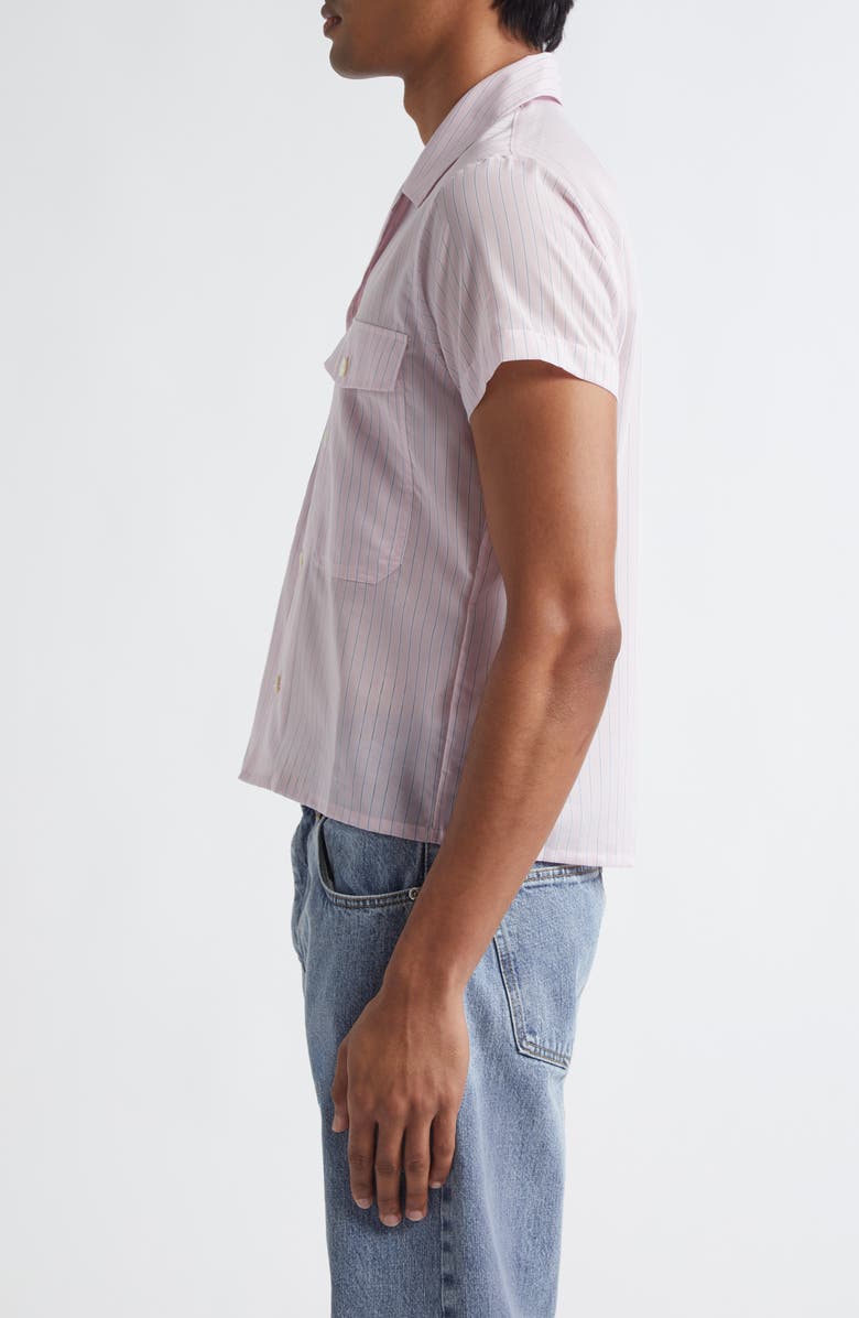 Second Layer Stripe Camp Shirt, Alternate, color, Pink Stripe 3069