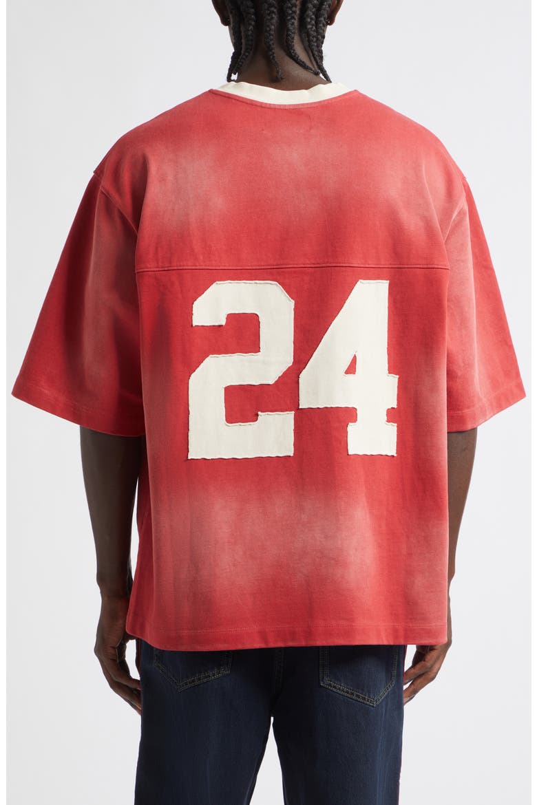 Campus Oversize Heavyweight Cotton V-Neck Jersey, Alternate, color, BURGUNDY