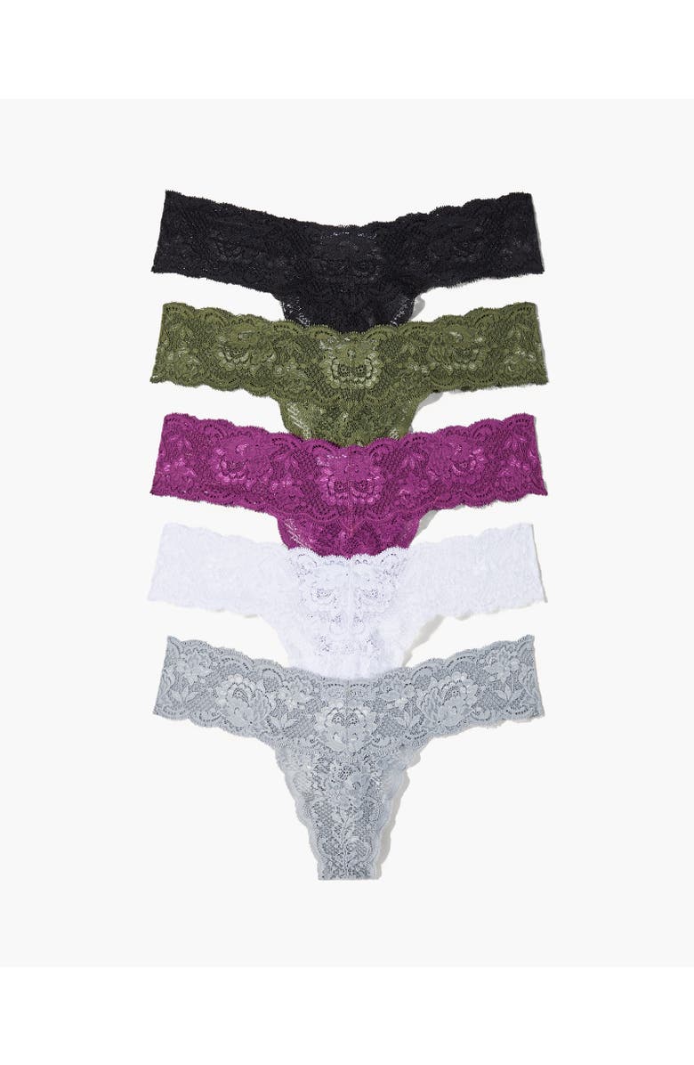 Cosabella Nsn 5 Pack Low Rise Thong, Main, color, Carnev Dove G Cappe Blk Wht