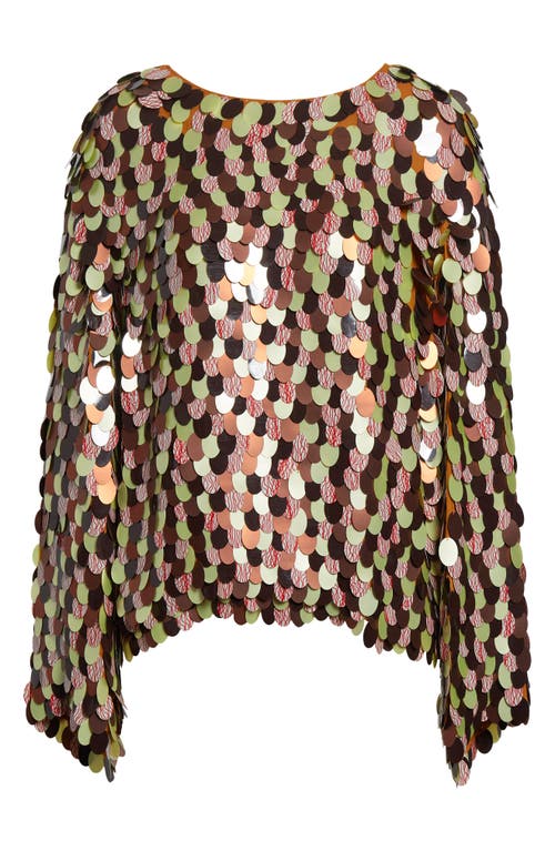 Dries Van Noten Connu Paillette Long Sleeve Top In Brown