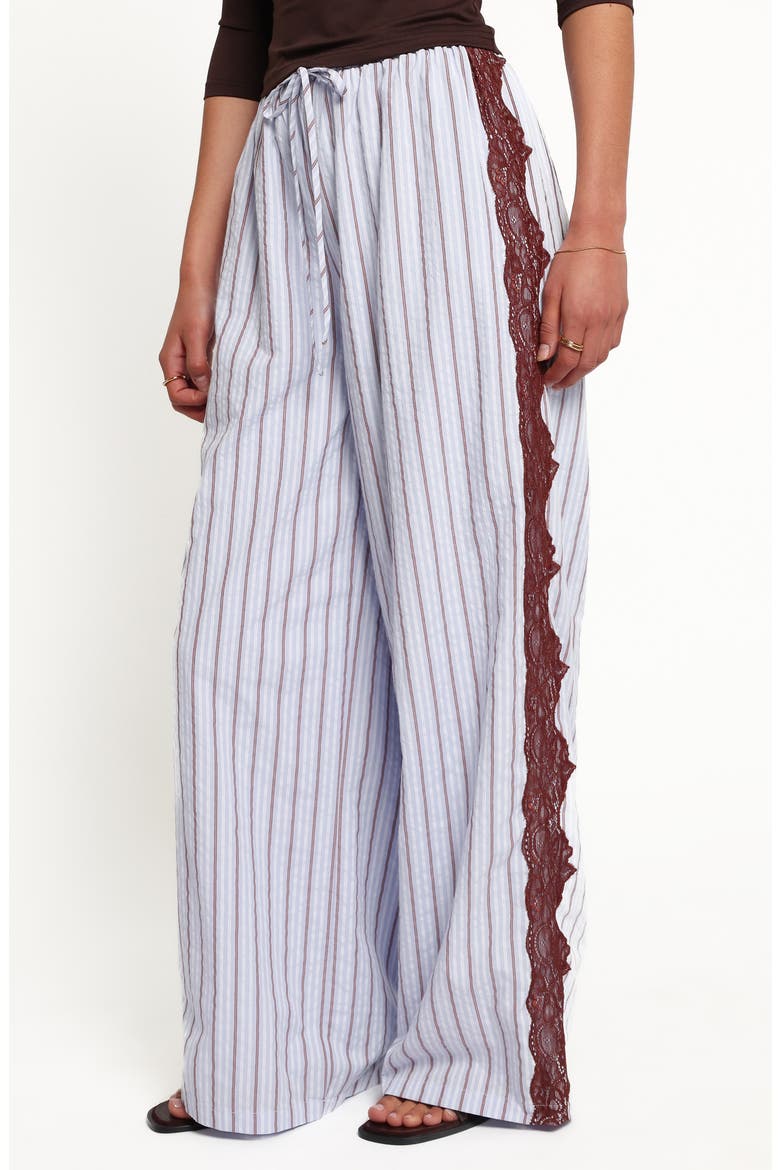 Ellina Lace Contrast Wide Leg Pants, Alternate, color, BLUE STRIPE
