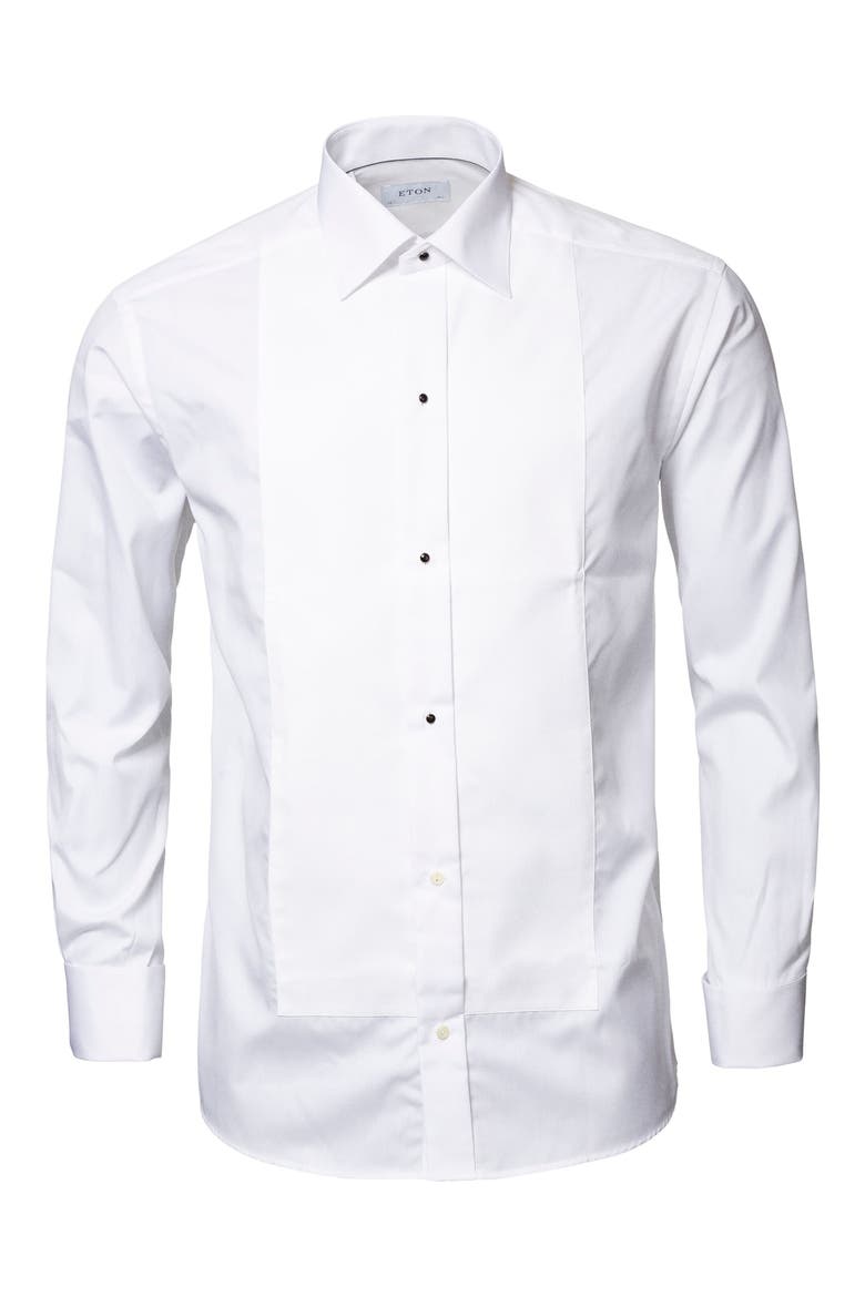 Classic Fit Bibbed White Cotton Tuxedo Shirt, Alternate, color, WHITE
