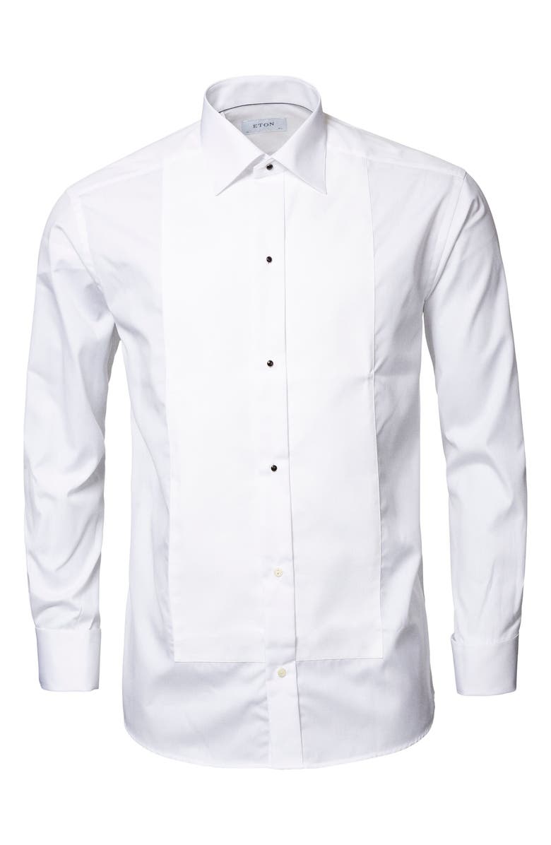 Eton Classic Fit Bibbed White Cotton Tuxedo Shirt, Alternate, color, White