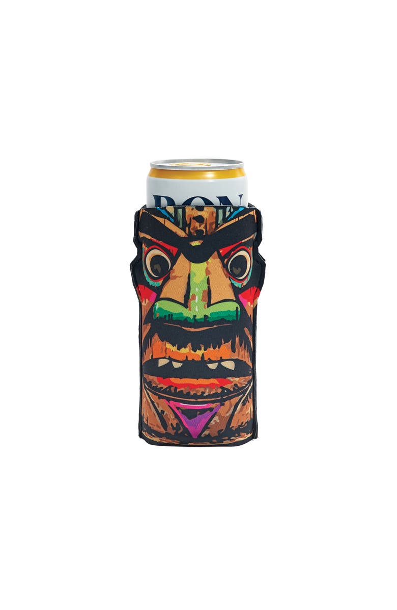 Beachcombers Tiki Pole Skinny Can Drink Insulation Sleeve 12oz, Main, color, Green