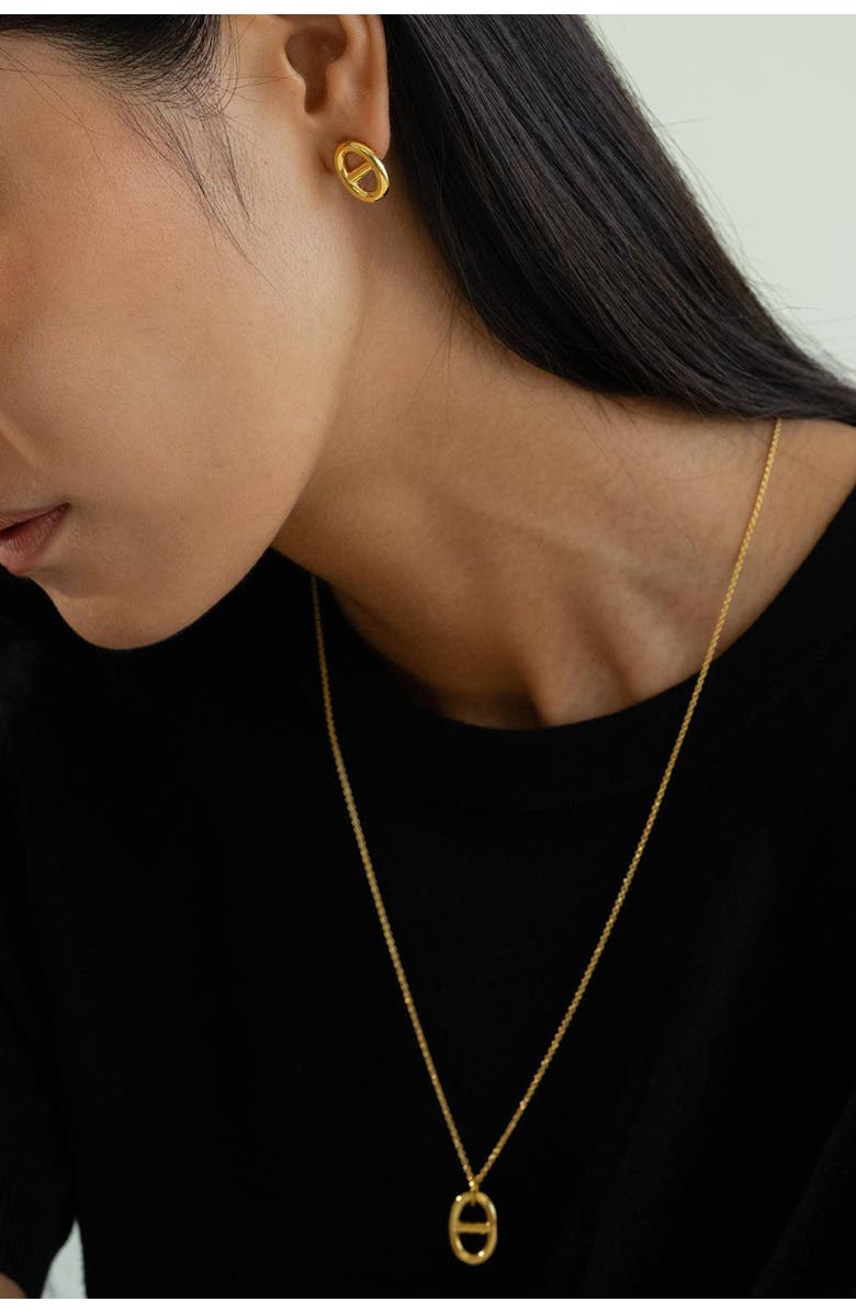 Bearfruit Jewelry Sterling Silver 18k Gold Plated Erin Circle Necklace Holiday Gift Idea, Alternate, color, Gold