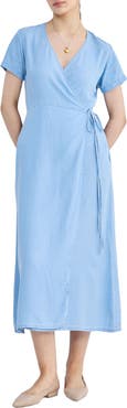 Reistor Maxi Wrap Dress in Light Blue