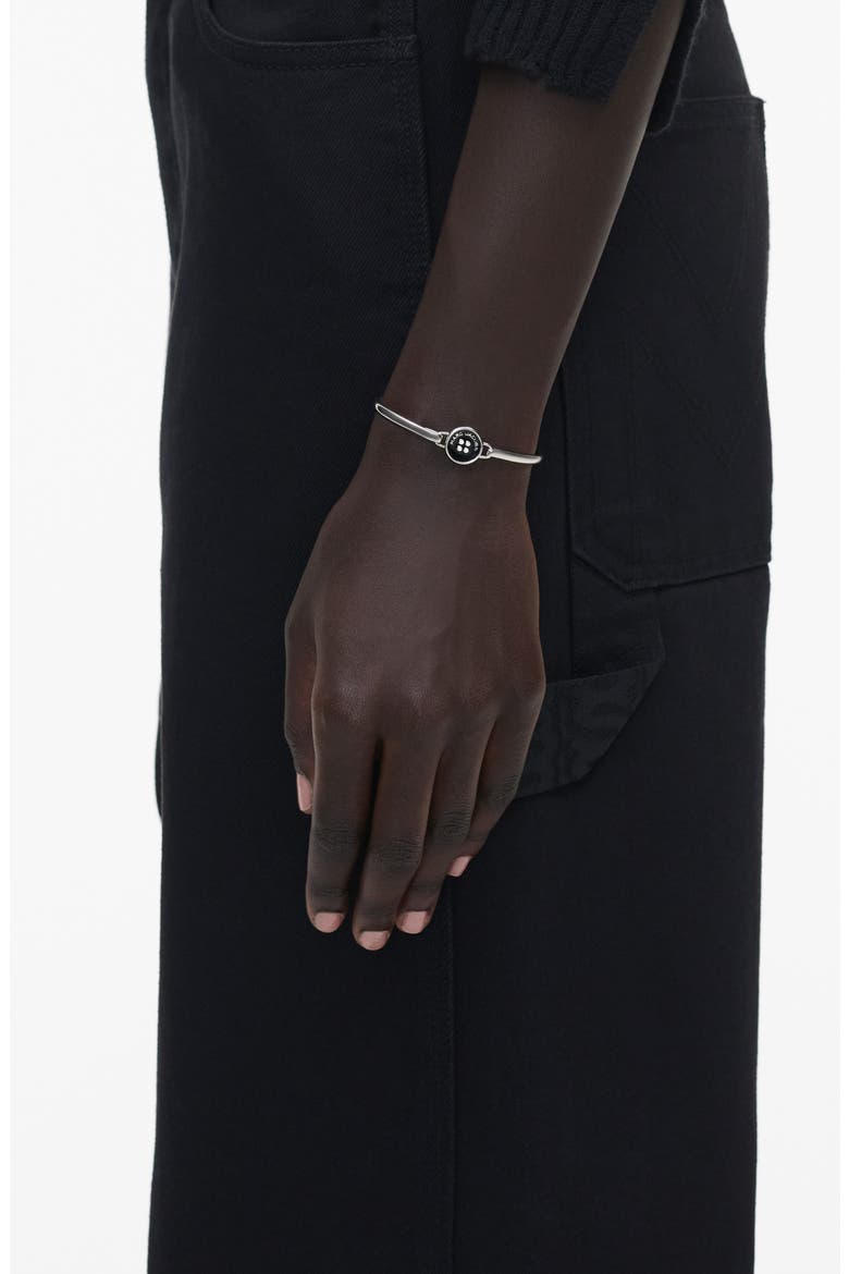 The Button Hinge Bracelet, Alternate, color, SILVER/BLACK