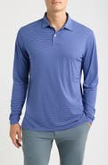Peter Millar Featherweight Park Stripe Long Sleeve Performance Polo