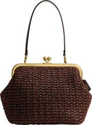 COACH Large Kisslock Woven Straw Frame Bag