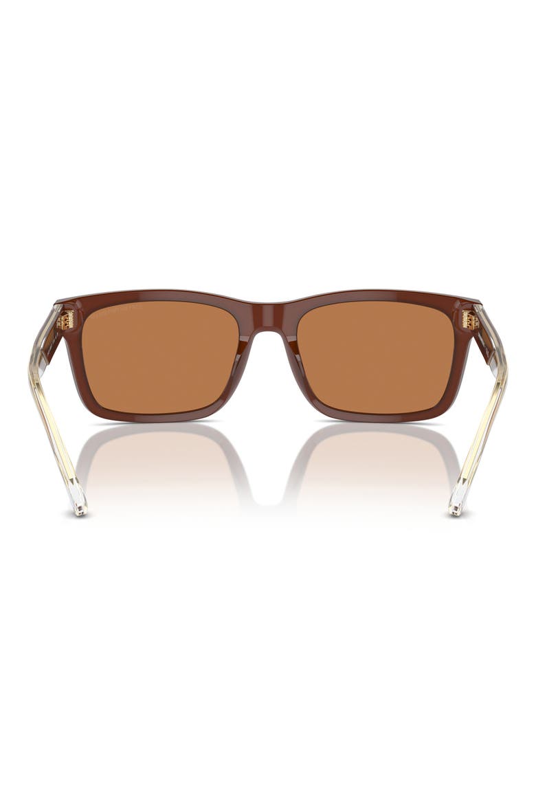 57mm Rectangular Sunglasses, Alternate, color, SHINY OPALINE BROWN / BROWN