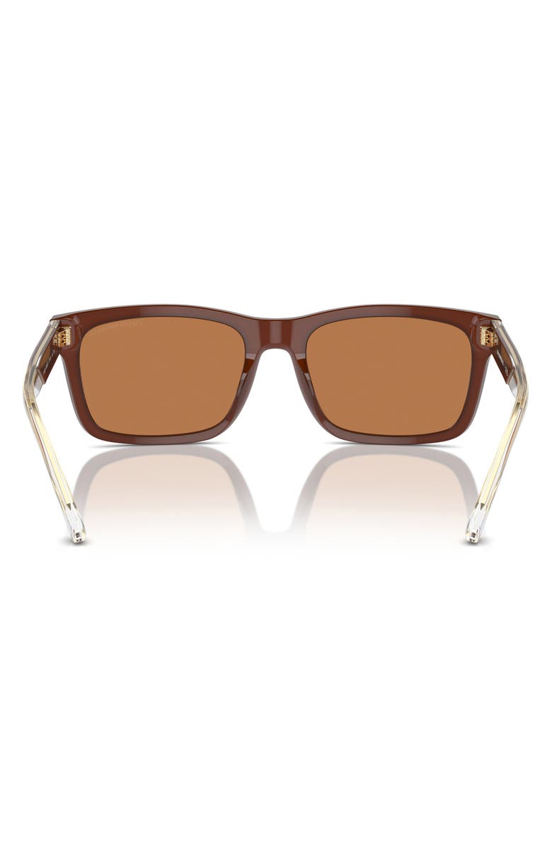 Emporio Armani 57mm Rectangular Sunglasses, Alternate, color, Shiny Opaline Brown / Brown