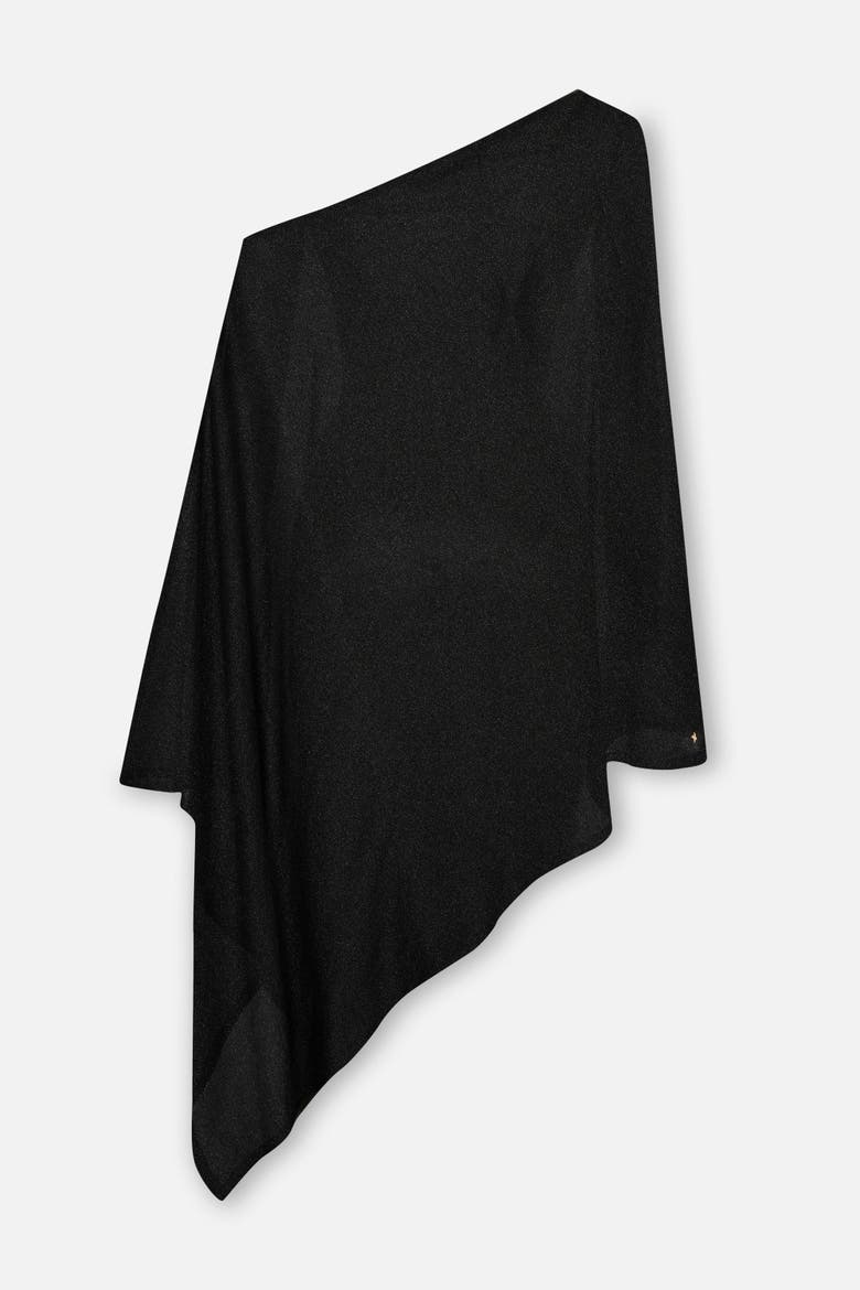 The Solar Reflections Asymmetric Sheer Pareo Dress, Alternate, color, BLACK